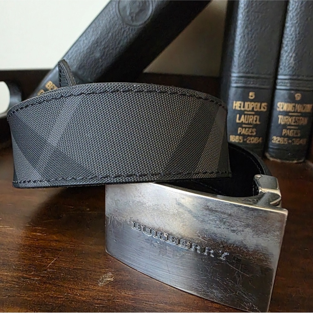 Burberry Black Belt with Distinctive Silver Buckle